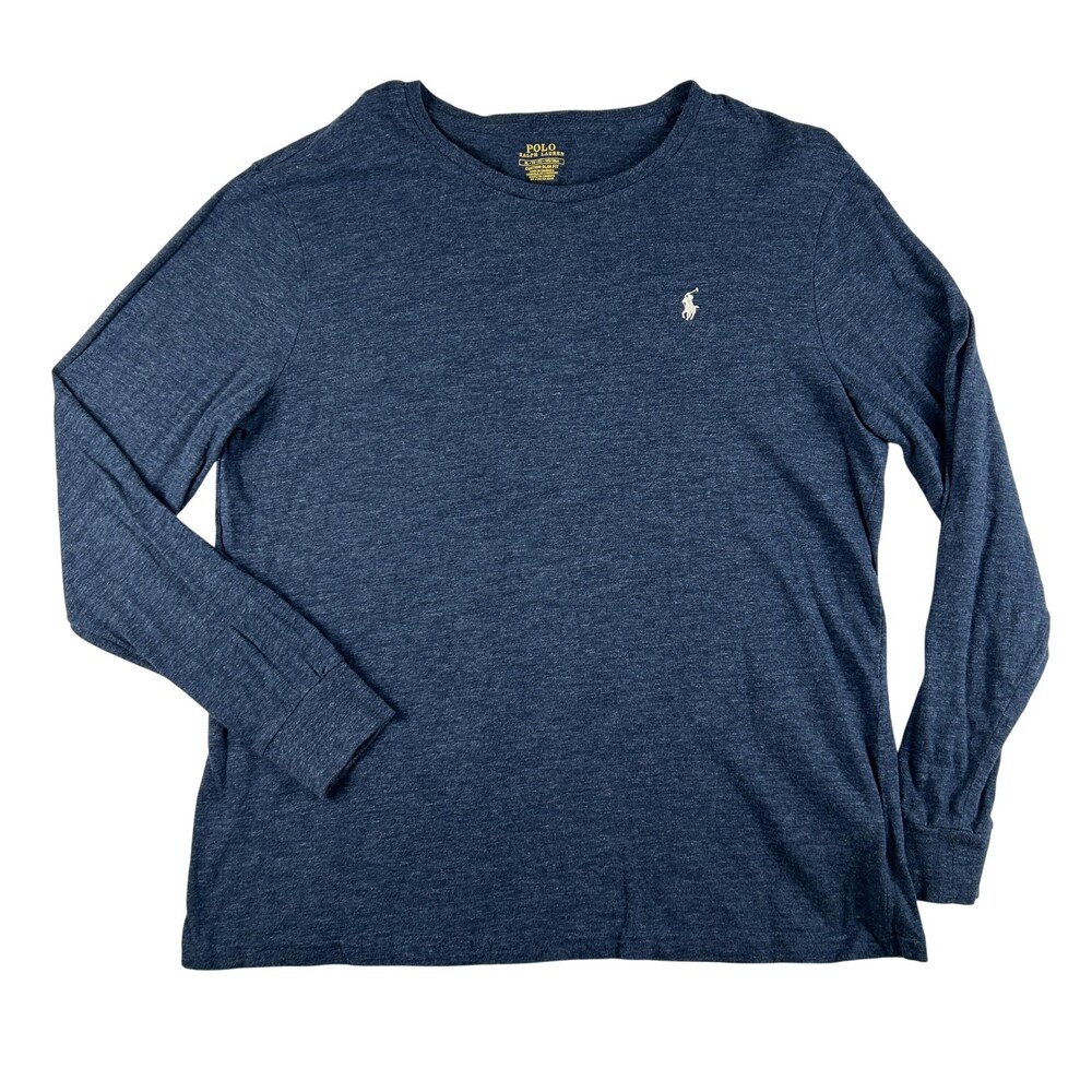 Polo Ralph Lauren Shirt Mens XL Heather Blue Long Sleeve Custom Slim Fit Tee